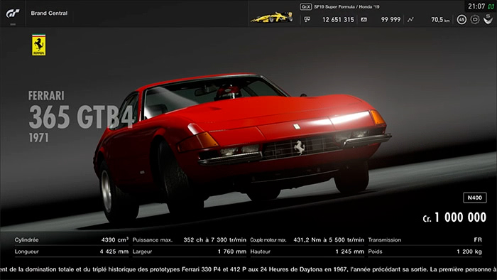GT Sport : Ferrari 365 GTB4 1971