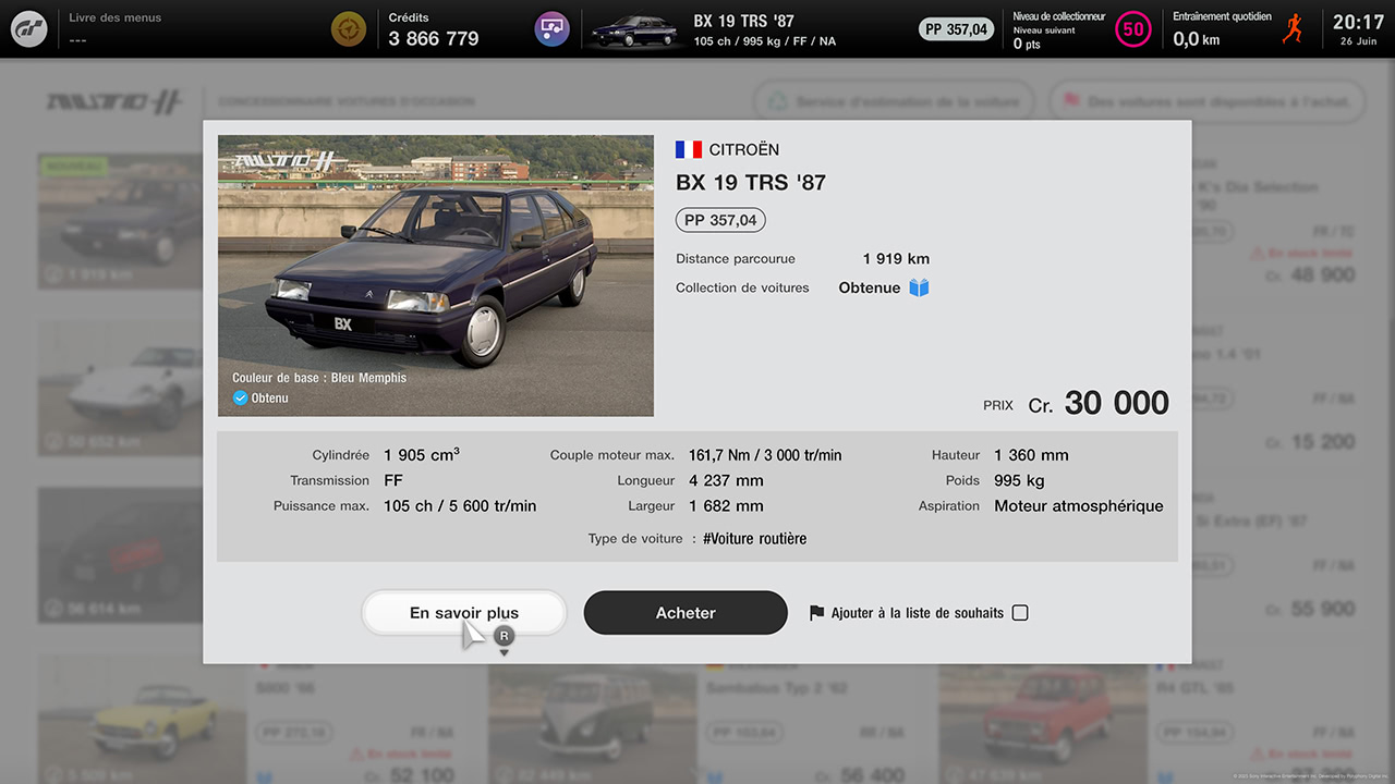 GT7 - Mise à jour 1.60 - Citroën BX TRS '87