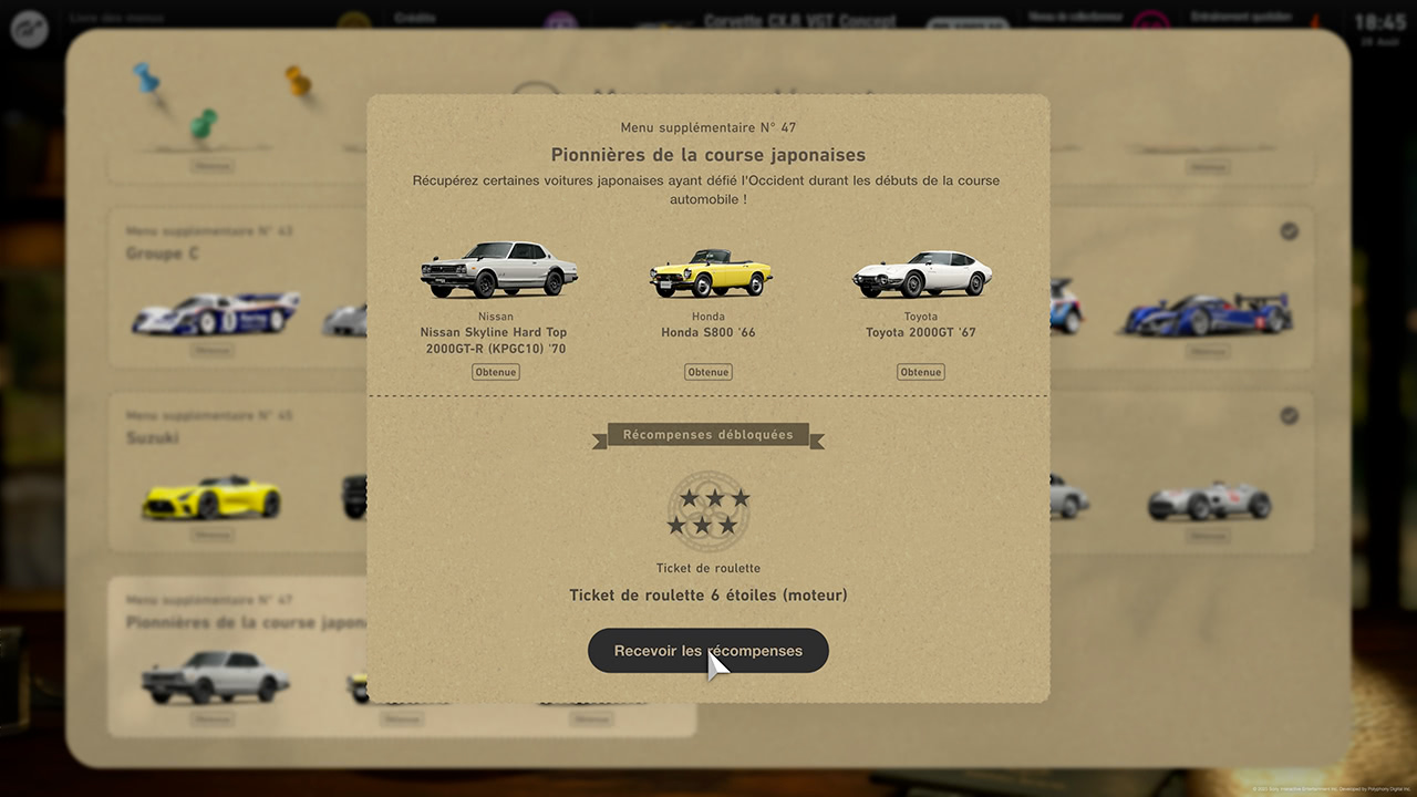 GT7 - Mise à jour 1.62 - Nouveau menu