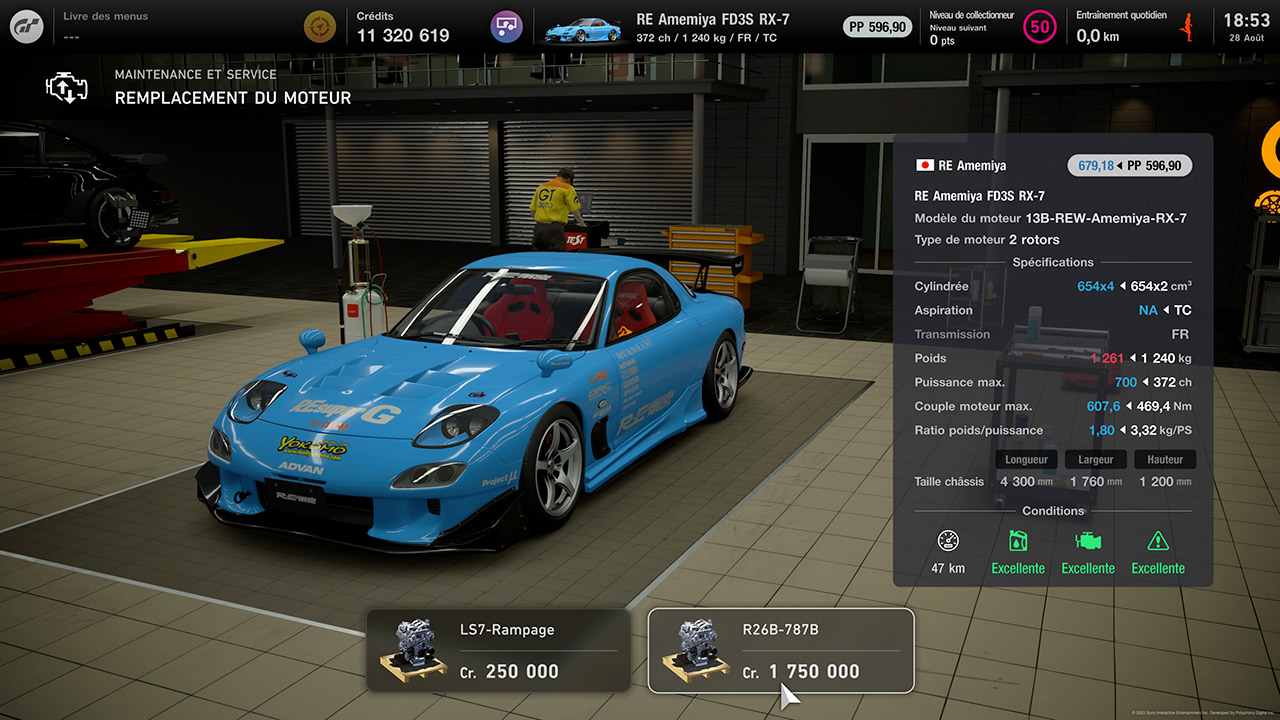 GT7 - Mise à jour 1.62 - Nouveaux échanges moteurs