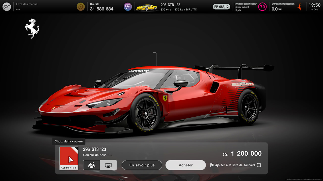 GT7 - Mise à jour 1.65 - Ferrari 296 GT3 '23