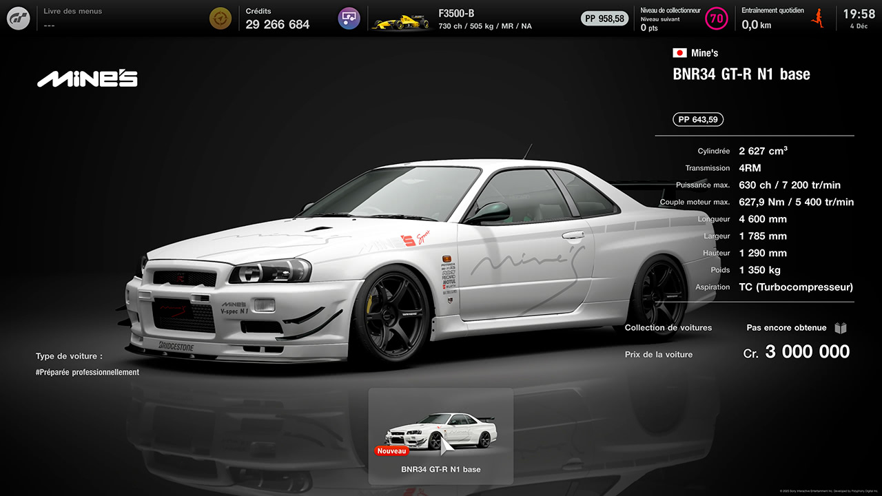 GT7 - Mise à jour 1.65 - Mine's BNR34 GT-R N1 base