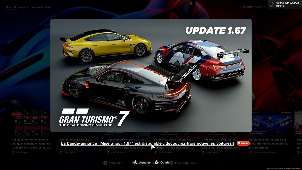 GT7 - Mise &agrave; jour 1.67