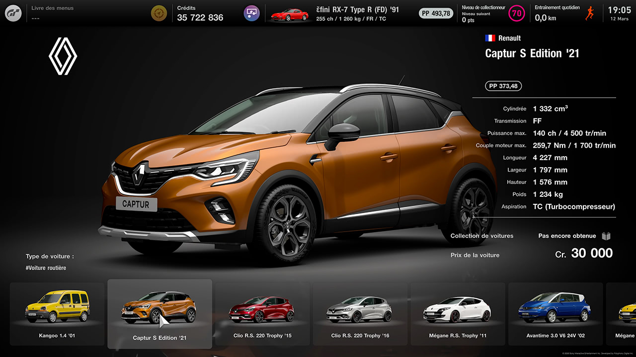 GT7 - Mise &agrave; jour 1.68 - Renault Captur '21