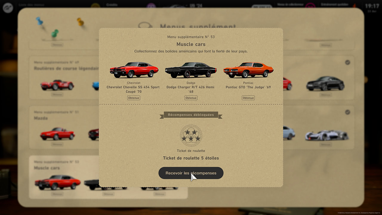 GT7 - Mise &agrave; jour 1.69 - Nouveaux menus