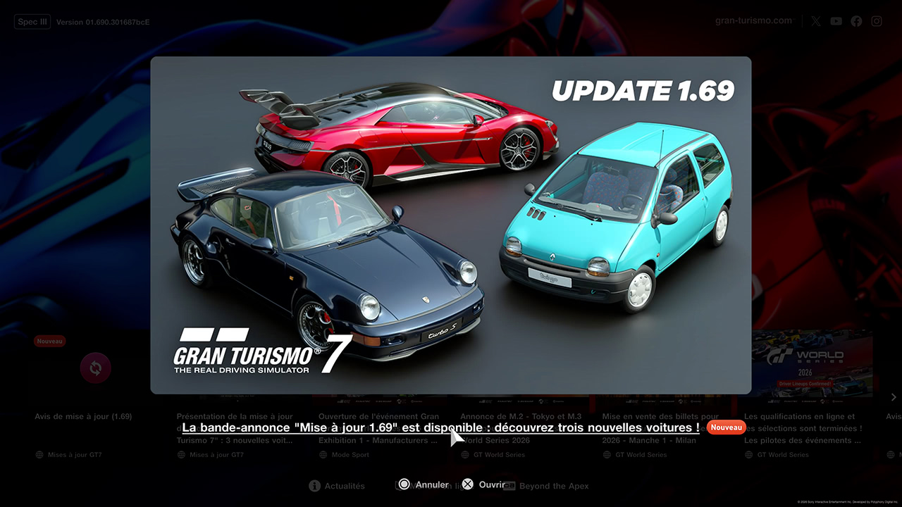 GT7 - Mise &agrave; jour 1.69