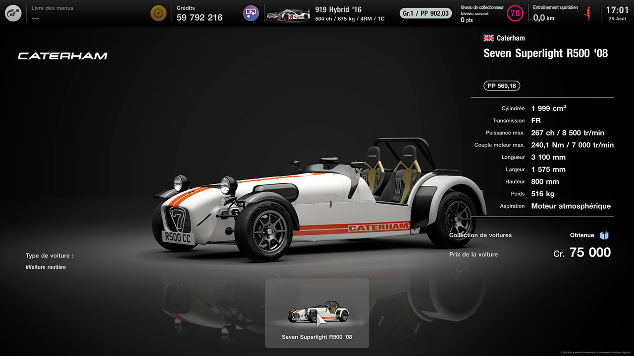 GT7 - Mise &agrave; jour 1.71 - Caterham R500 '08