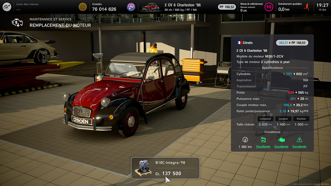 GT7 - Mise &agrave; jour 1.72 - Nouveaux &eacute;changes moteur