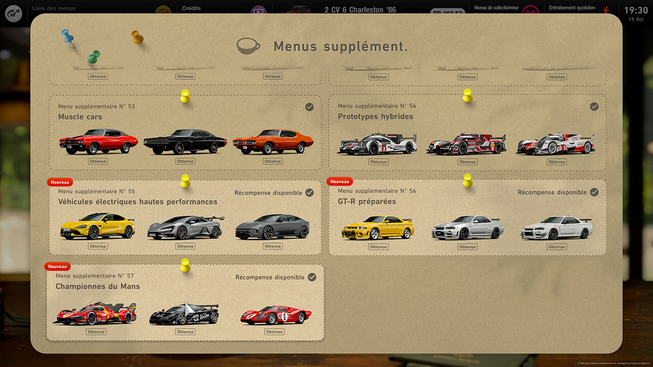 GT7 - Mise &agrave; jour 1.72 - Nouveaux menus