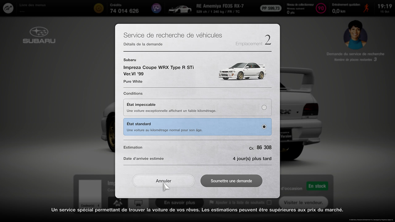 GT7 - Mise &agrave; jour 1.72 - Recherche de voiture