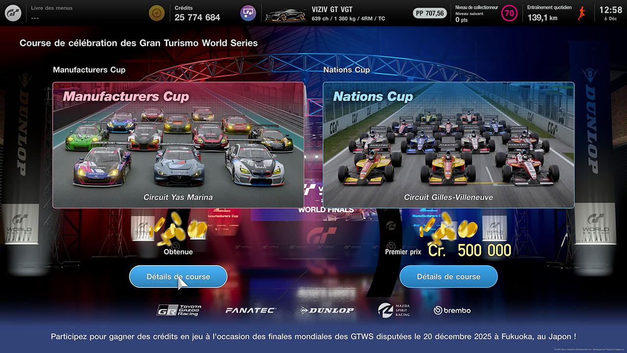 Gran Turismo 7 - Evénement Finales des World Series 2025 Gran Turismo 7 - Evénement Finales des World Series 2025