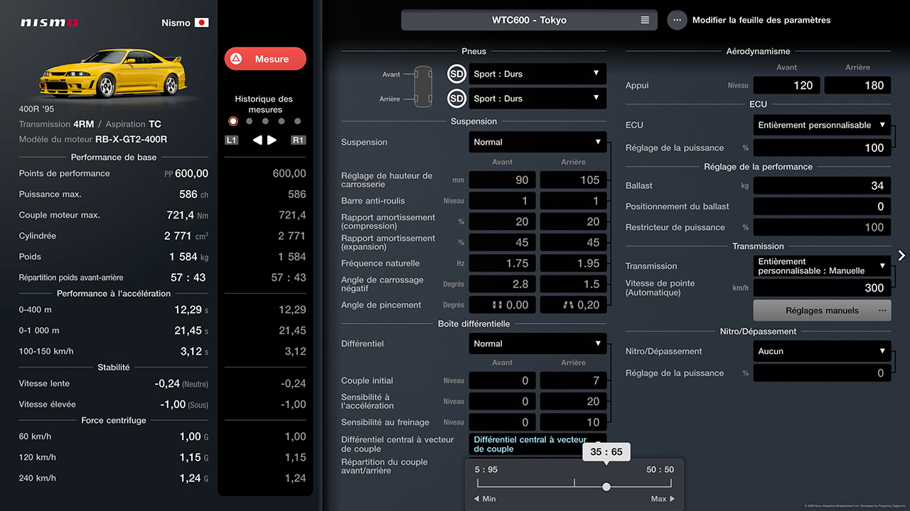 V&eacute;rification de la r&eacute;partition du couple avant/arri&egrave;re