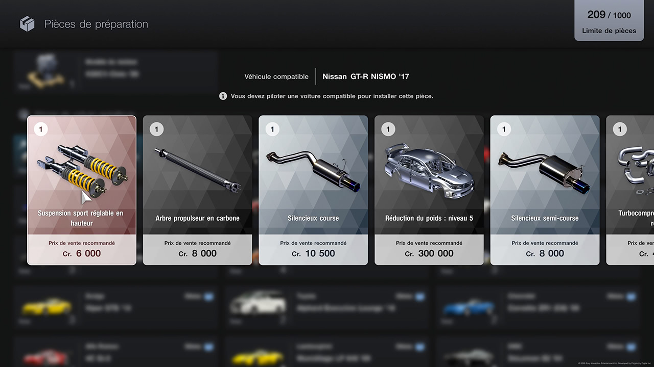 Pi&egrave;ces disponibles au garage