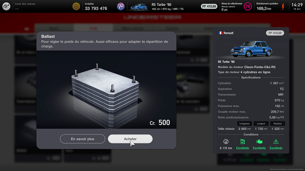 Installation du ballast